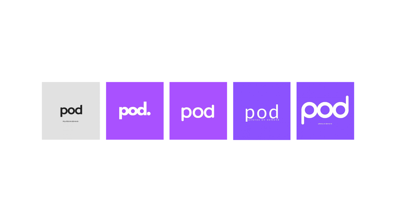 Five initial POD Pilates logo prototypes